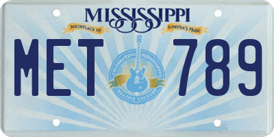 MS license plate MET789