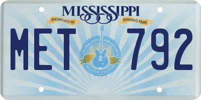 MS license plate MET792