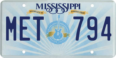 MS license plate MET794