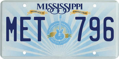 MS license plate MET796