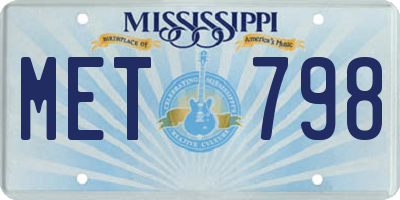 MS license plate MET798