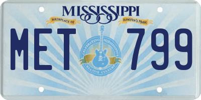 MS license plate MET799