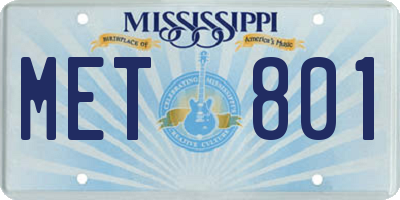 MS license plate MET801