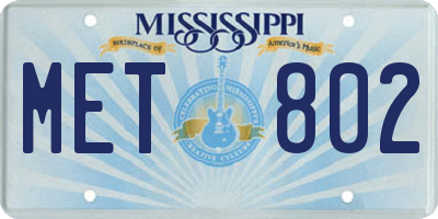 MS license plate MET802