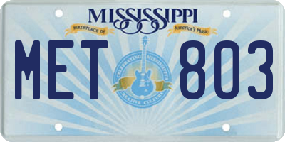 MS license plate MET803