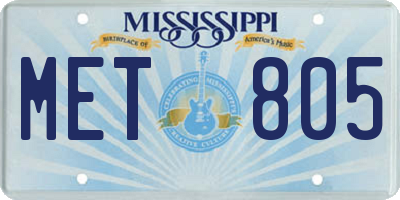 MS license plate MET805
