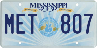 MS license plate MET807