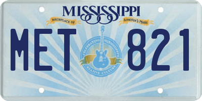 MS license plate MET821