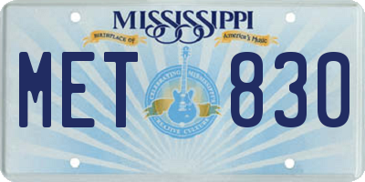 MS license plate MET830