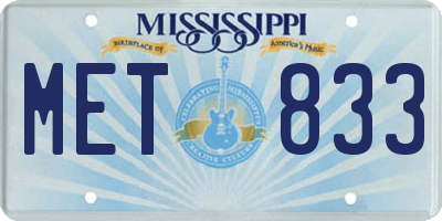 MS license plate MET833