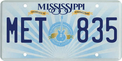 MS license plate MET835