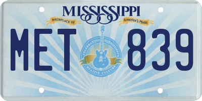 MS license plate MET839