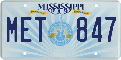 MS license plate MET847