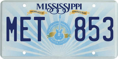 MS license plate MET853
