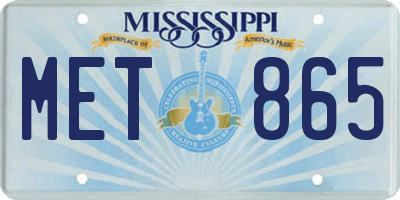 MS license plate MET865
