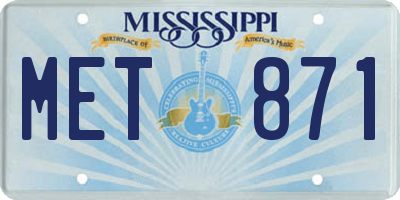 MS license plate MET871