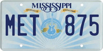 MS license plate MET875