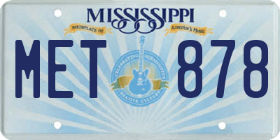 MS license plate MET878