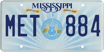 MS license plate MET884
