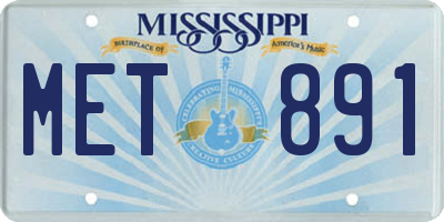 MS license plate MET891