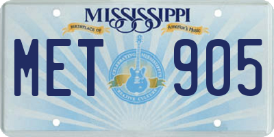 MS license plate MET905