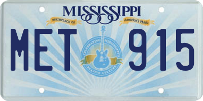MS license plate MET915