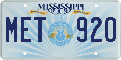 MS license plate MET920