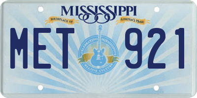 MS license plate MET921