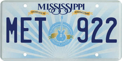 MS license plate MET922