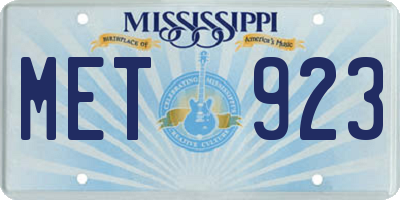 MS license plate MET923