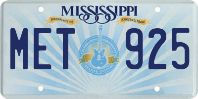 MS license plate MET925