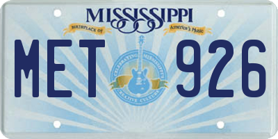 MS license plate MET926