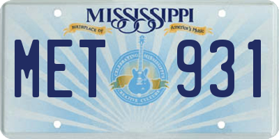 MS license plate MET931
