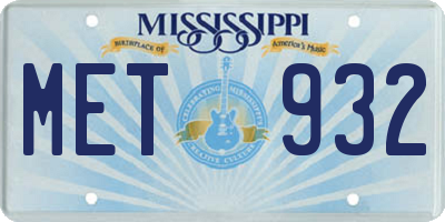 MS license plate MET932