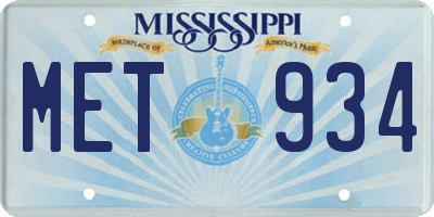 MS license plate MET934