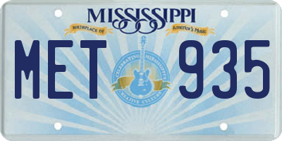 MS license plate MET935