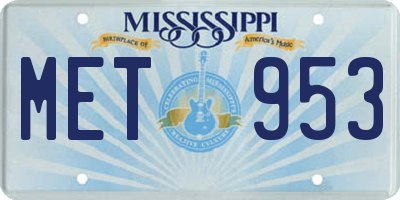 MS license plate MET953