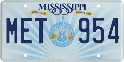 MS license plate MET954