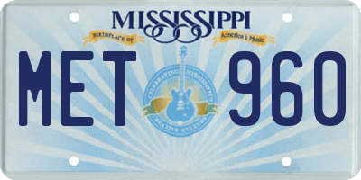 MS license plate MET960