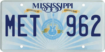 MS license plate MET962