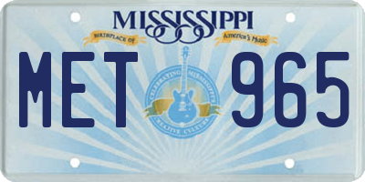 MS license plate MET965