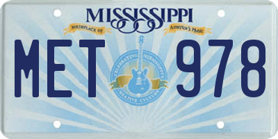 MS license plate MET978