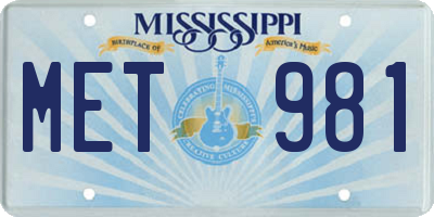 MS license plate MET981