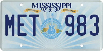 MS license plate MET983