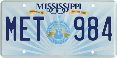 MS license plate MET984