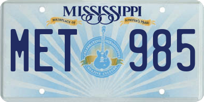 MS license plate MET985