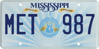 MS license plate MET987