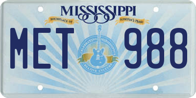 MS license plate MET988