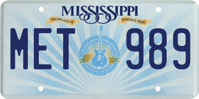 MS license plate MET989