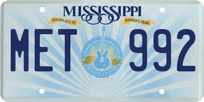 MS license plate MET992